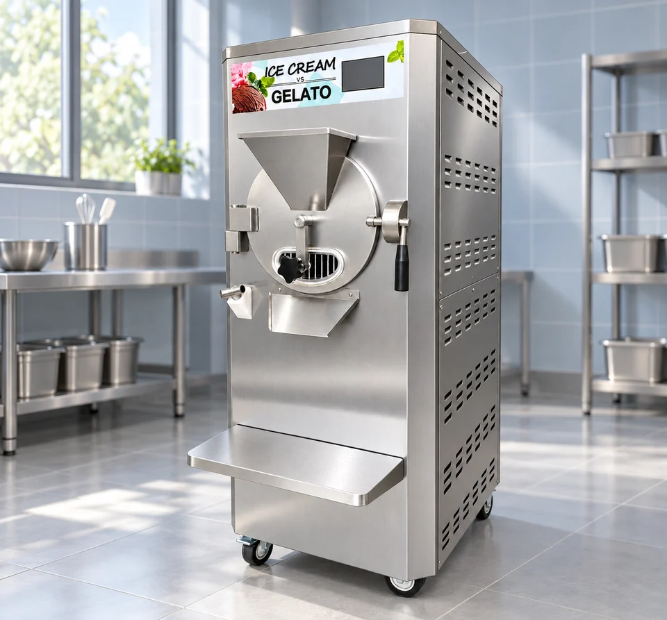Floor-Standing Gelato Batch Freezer in an illustrative application setting